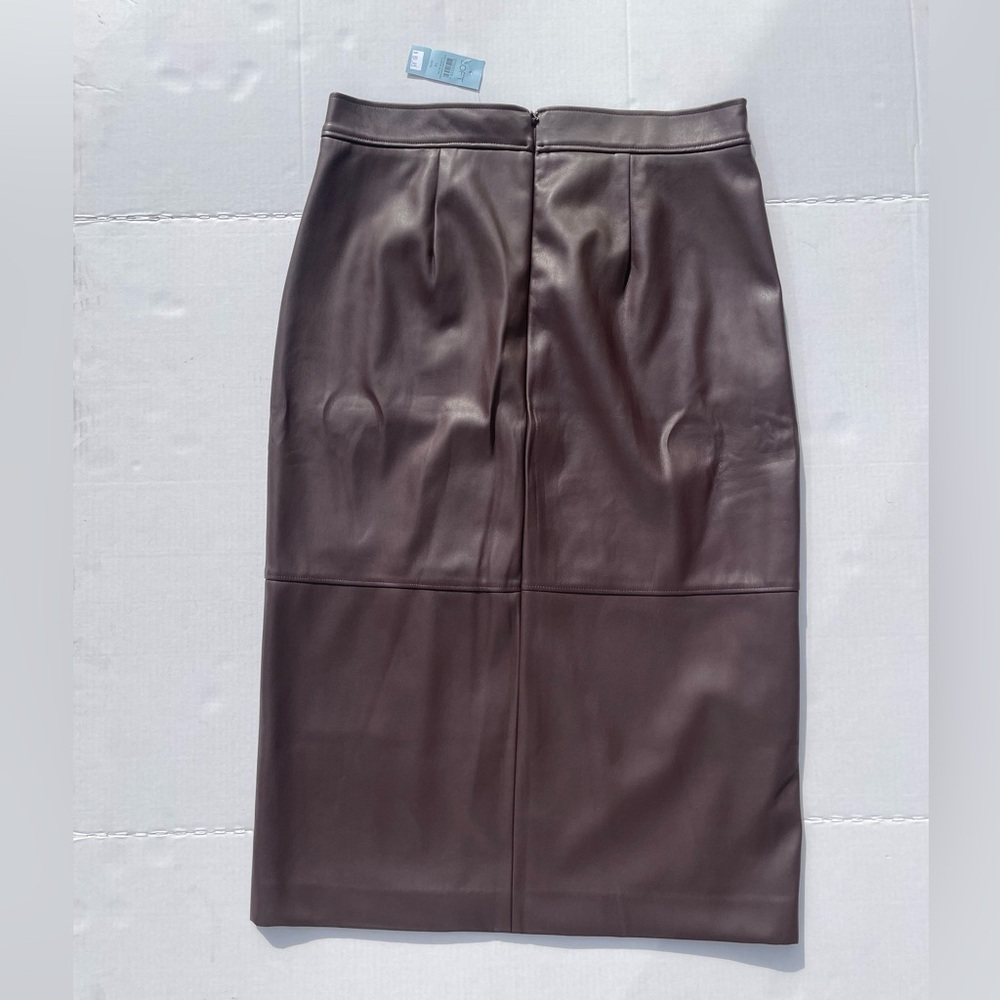 LOFT Petite Faux Leather Midi Wrap Skirt | Size 14 | NWT - Picture 3 of 5